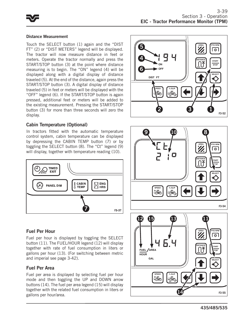 Cabin temperature (optional), Fuel per hour, Fuel per area | Buhler 535 User Manual | Page 68 / 249