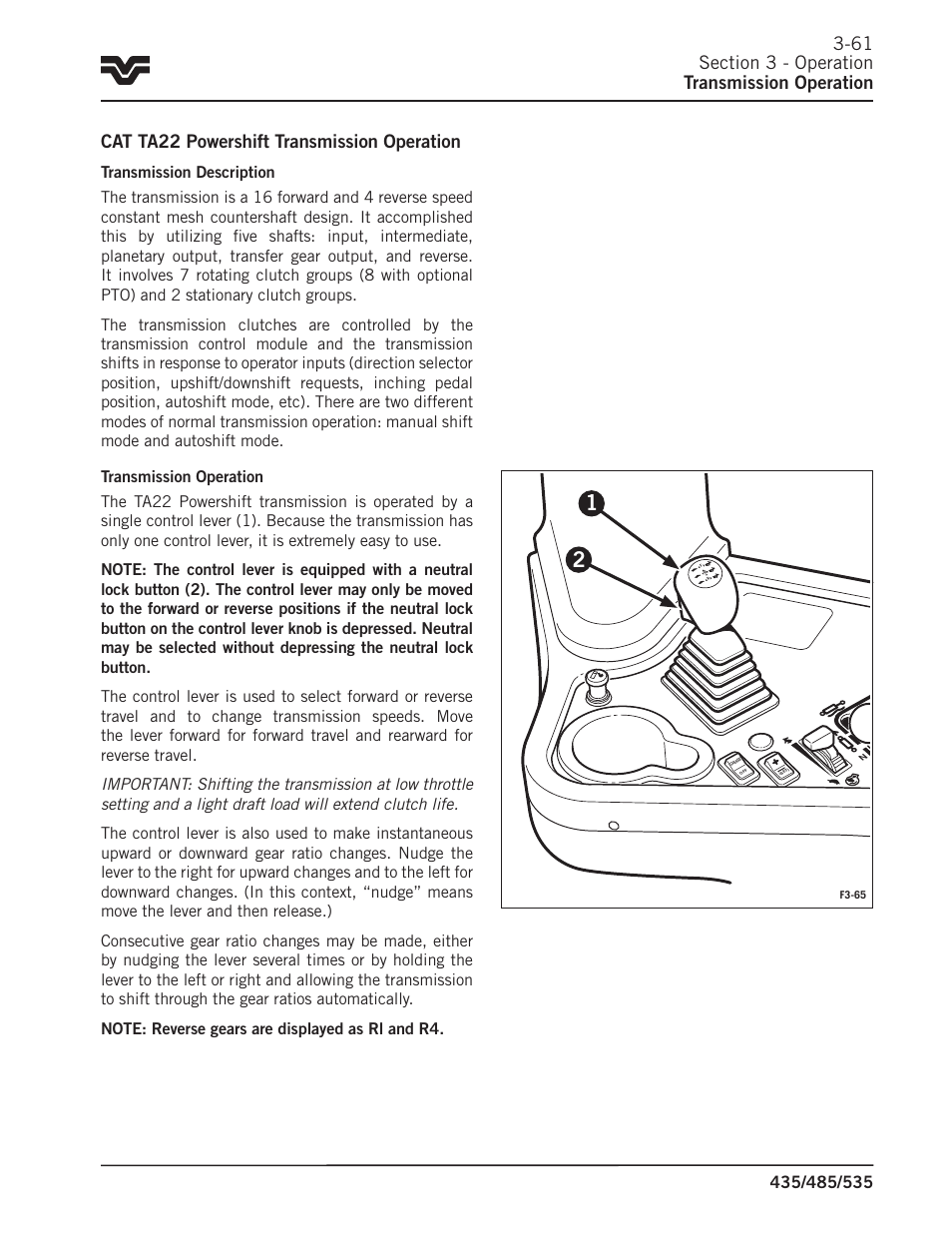 6 cat ta22 powershift transmission operation | Buhler 535 User Manual | Page 90 / 249