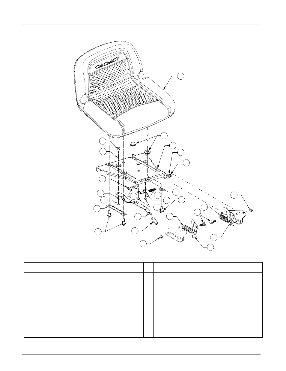 Adjustable seat | Cub Cadet 1525 User Manual | Page 14 / 39