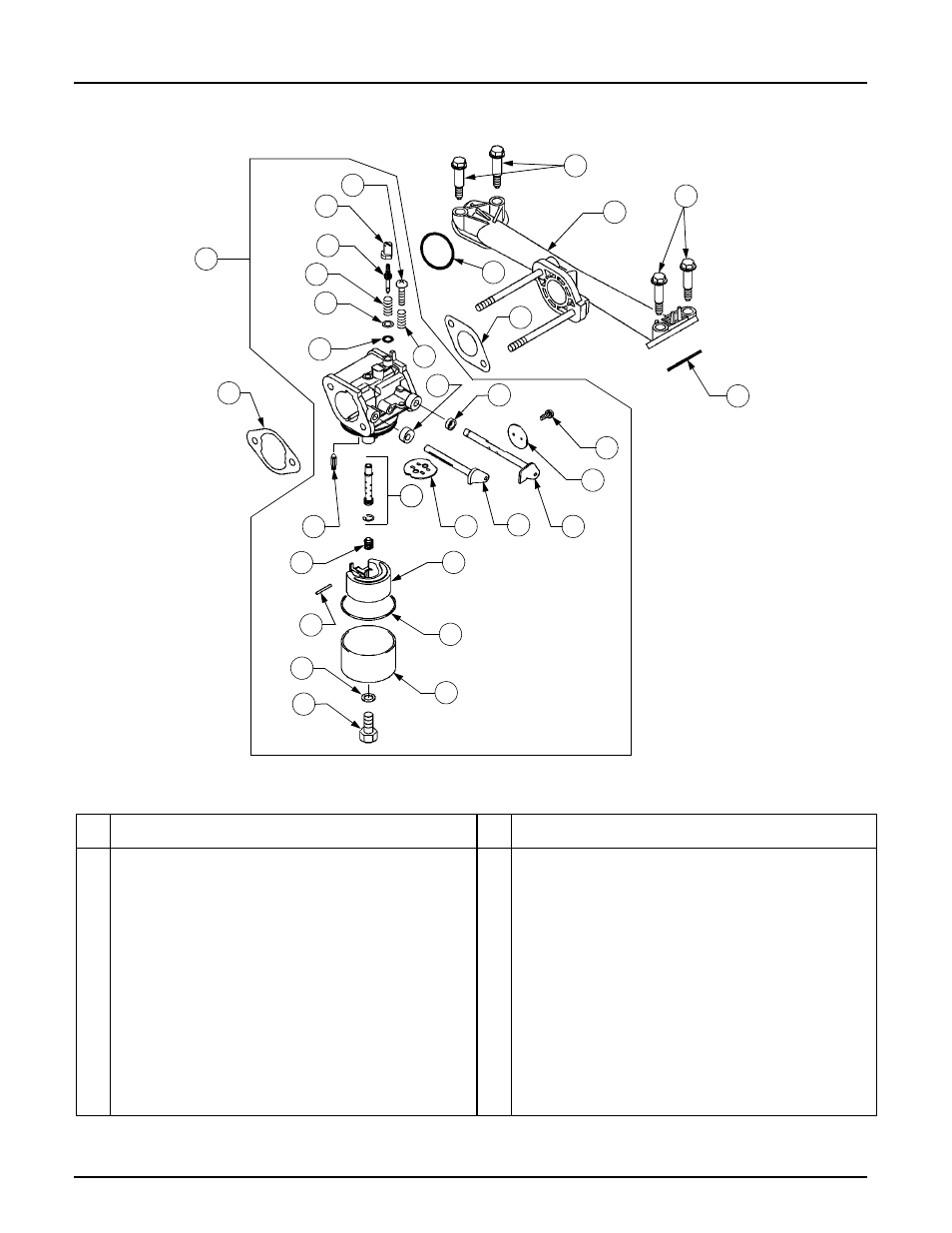 Carburetor/intake manifold | Cub Cadet 1525 User Manual | Page 36 / 39