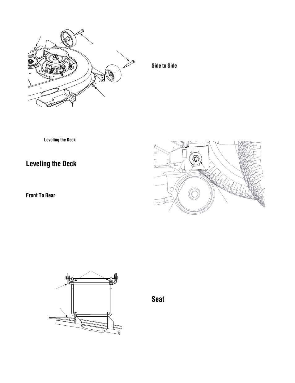 Leveling the deck, Seat | Cub Cadet 1222 User Manual | Page 15 / 28