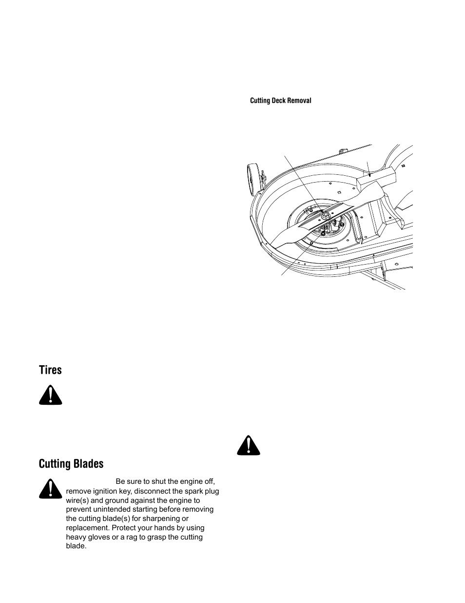 Tires, Cutting blades | Cub Cadet 1222 User Manual | Page 20 / 28