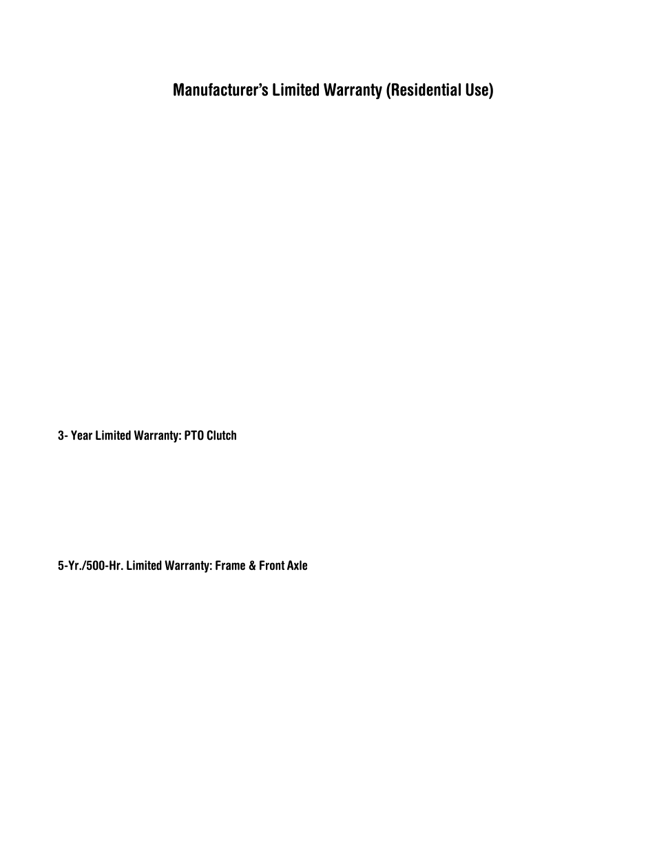 Cub cadet llc, Manufacturer’s limited warranty (residential use) | Cub Cadet 1222 User Manual | Page 28 / 28