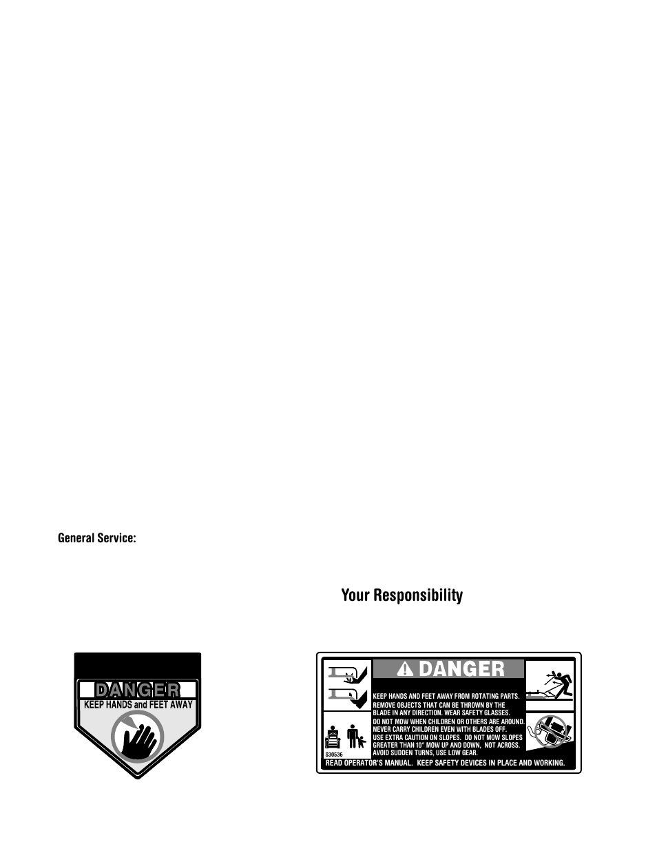 Your responsibility, General service | Cub Cadet 1222 User Manual | Page 5 / 28
