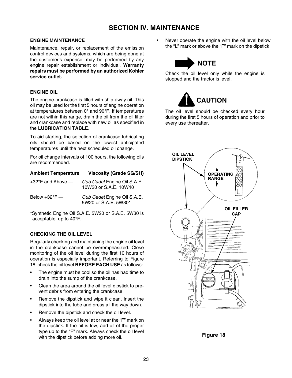 Caution | Cub Cadet 2518-44 User Manual | Page 23 / 60