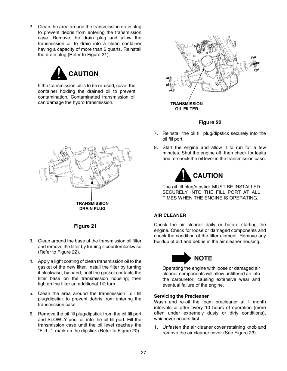 Caution | Cub Cadet 2518-44 User Manual | Page 27 / 60