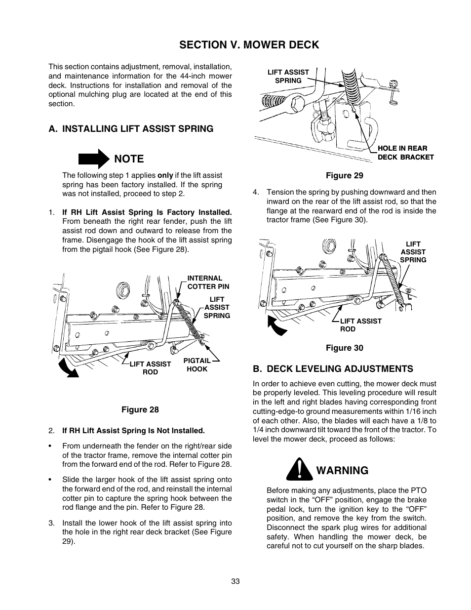 Warning | Cub Cadet 2518-44 User Manual | Page 33 / 60