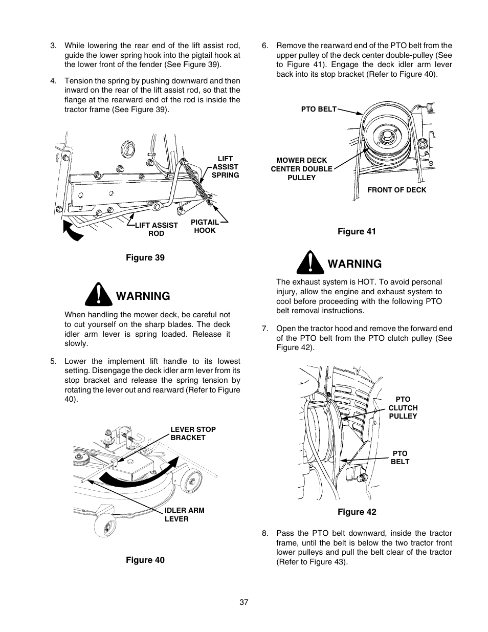 Warning | Cub Cadet 2518-44 User Manual | Page 37 / 60