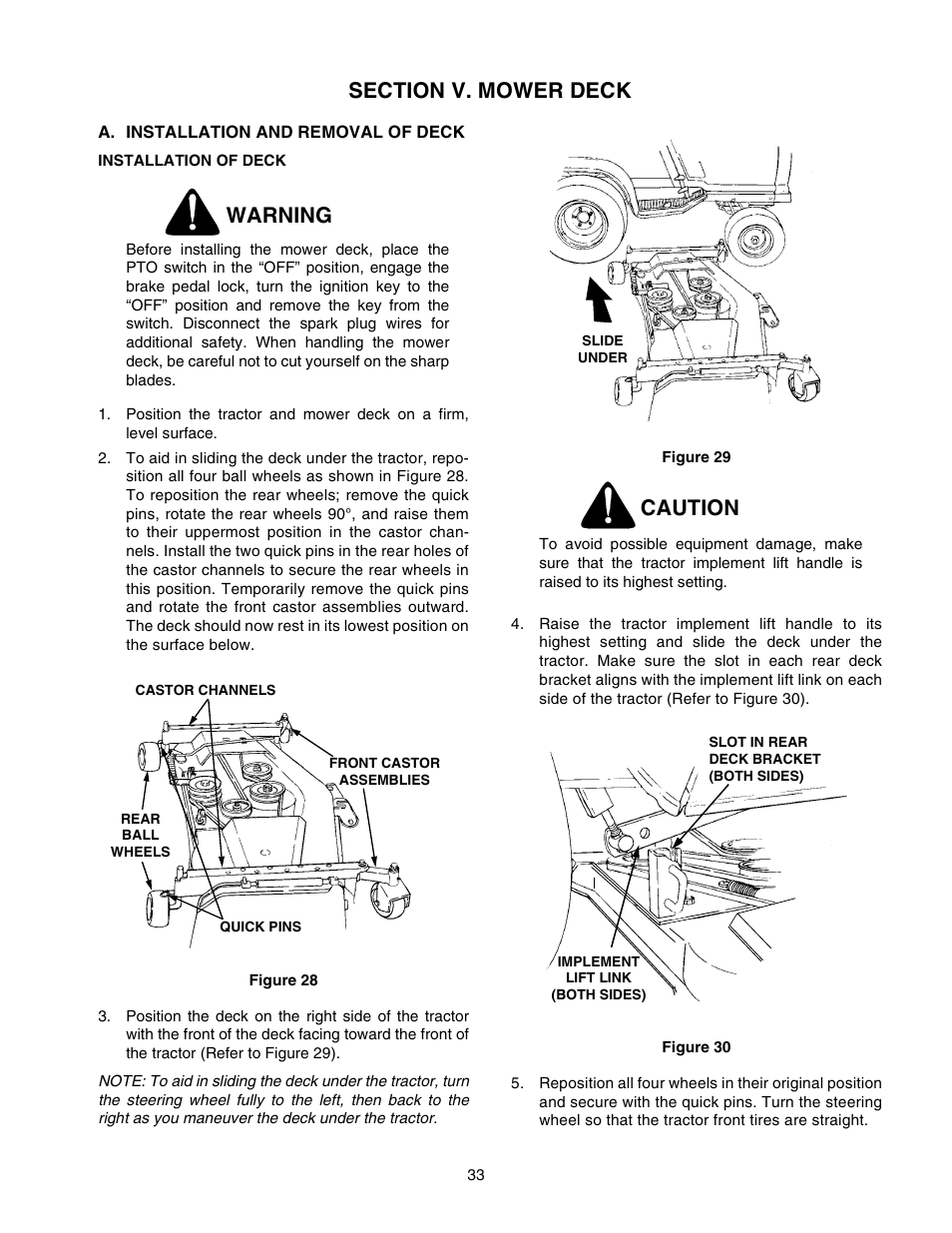 Warning, Caution | Cub Cadet 2518-48 User Manual | Page 33 / 60