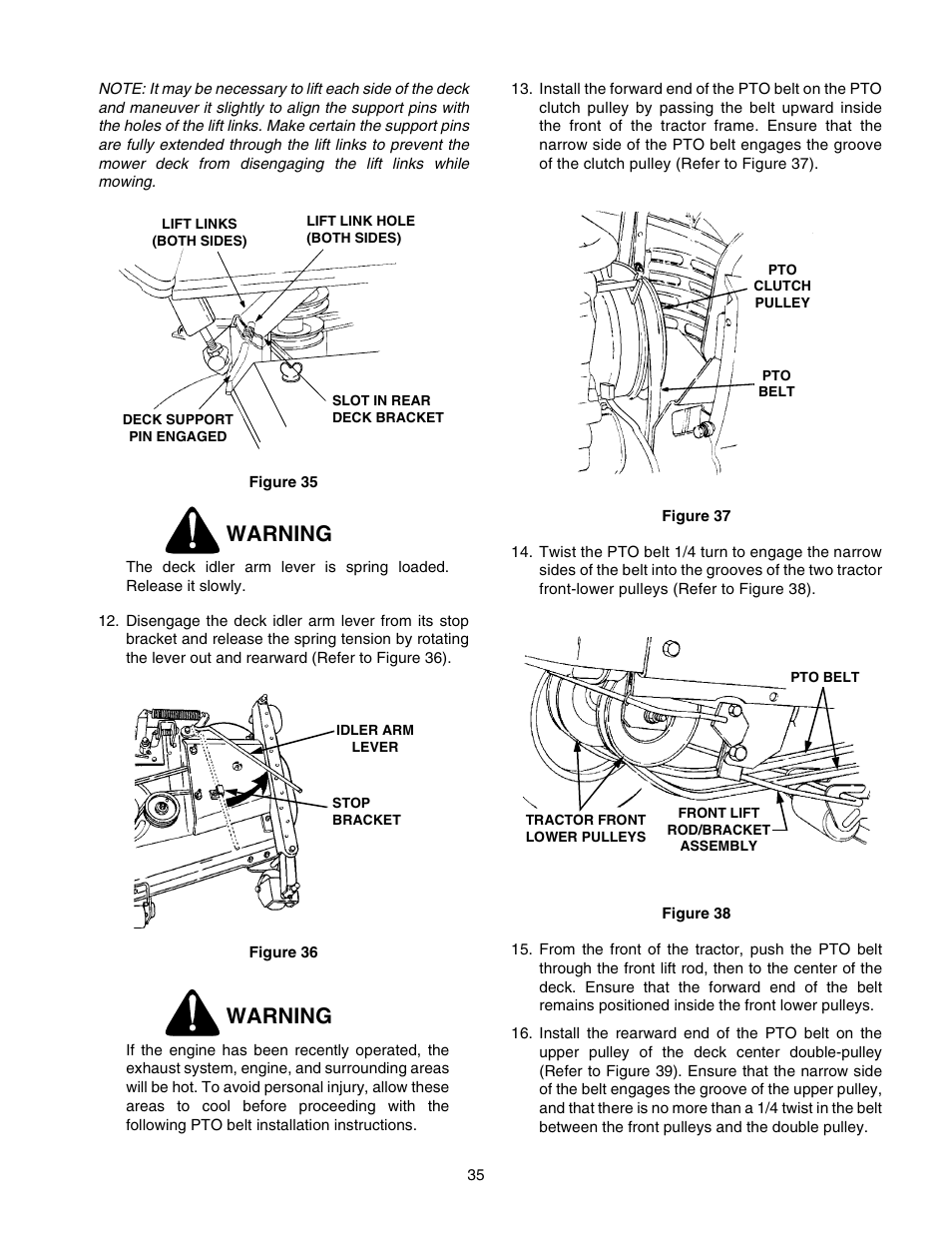 Warning | Cub Cadet 2518-48 User Manual | Page 35 / 60
