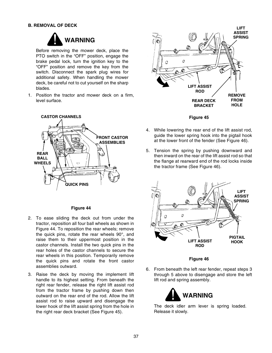 Warning | Cub Cadet 2518-48 User Manual | Page 37 / 60