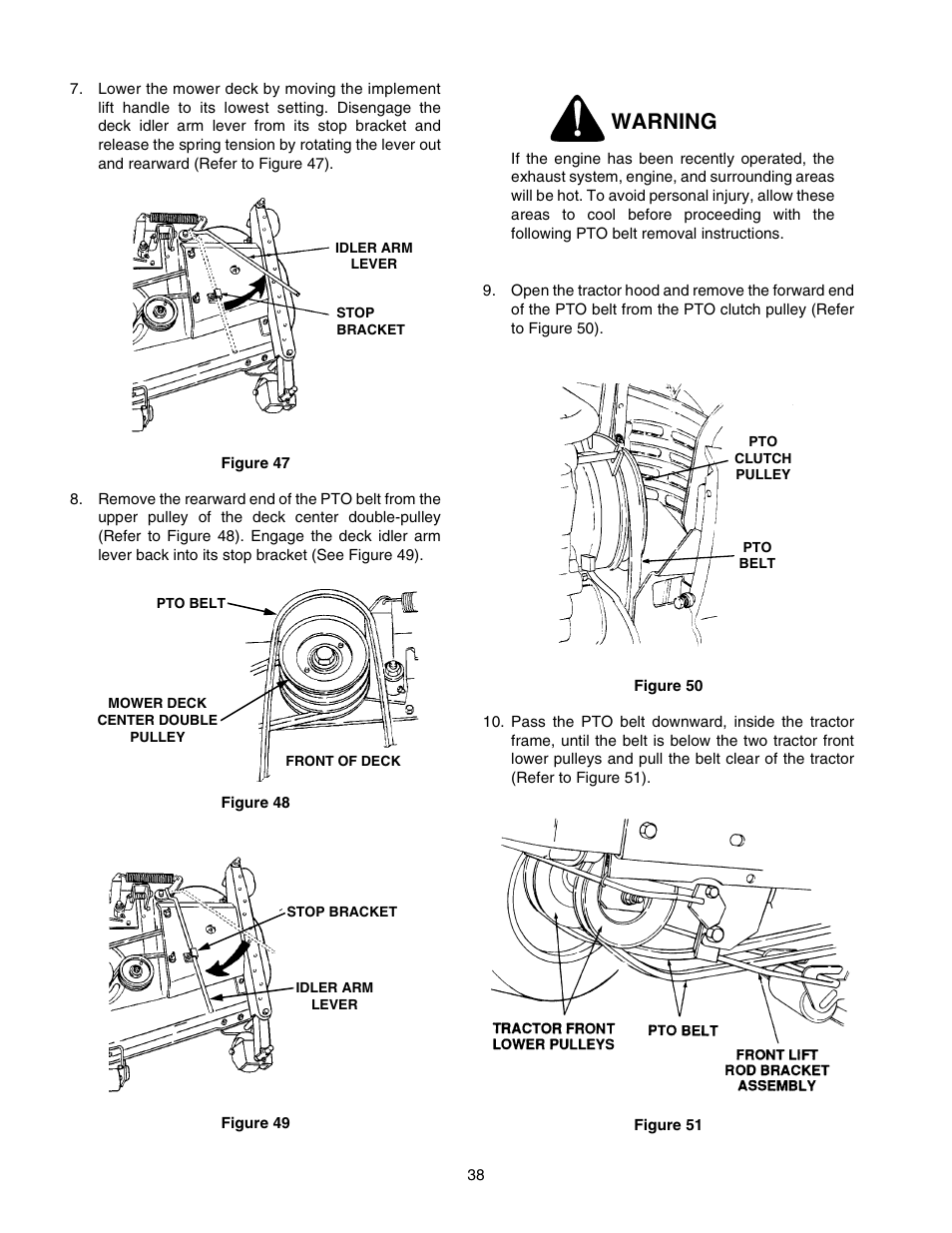 Warning | Cub Cadet 2518-48 User Manual | Page 38 / 60