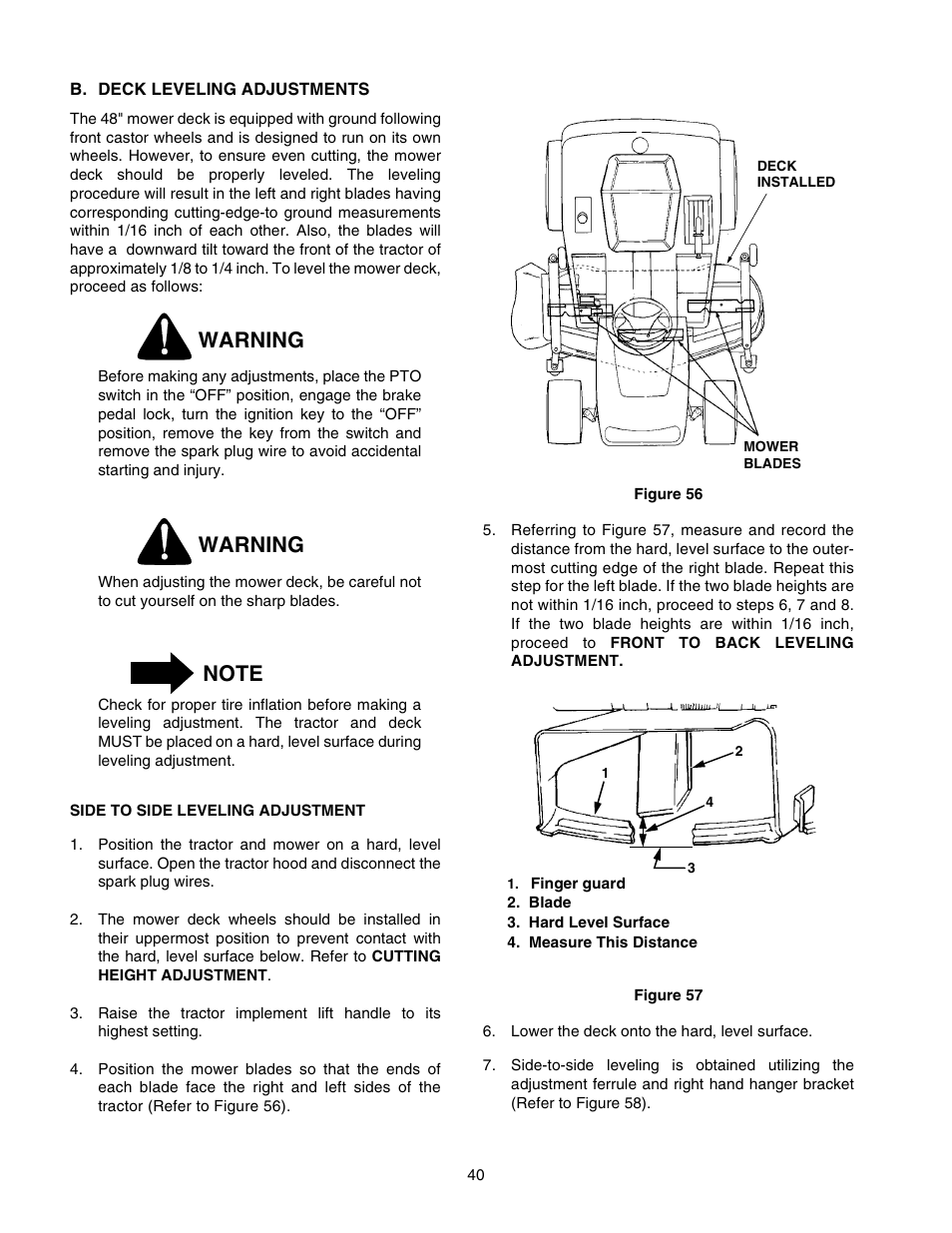 Warning | Cub Cadet 2518-48 User Manual | Page 40 / 60