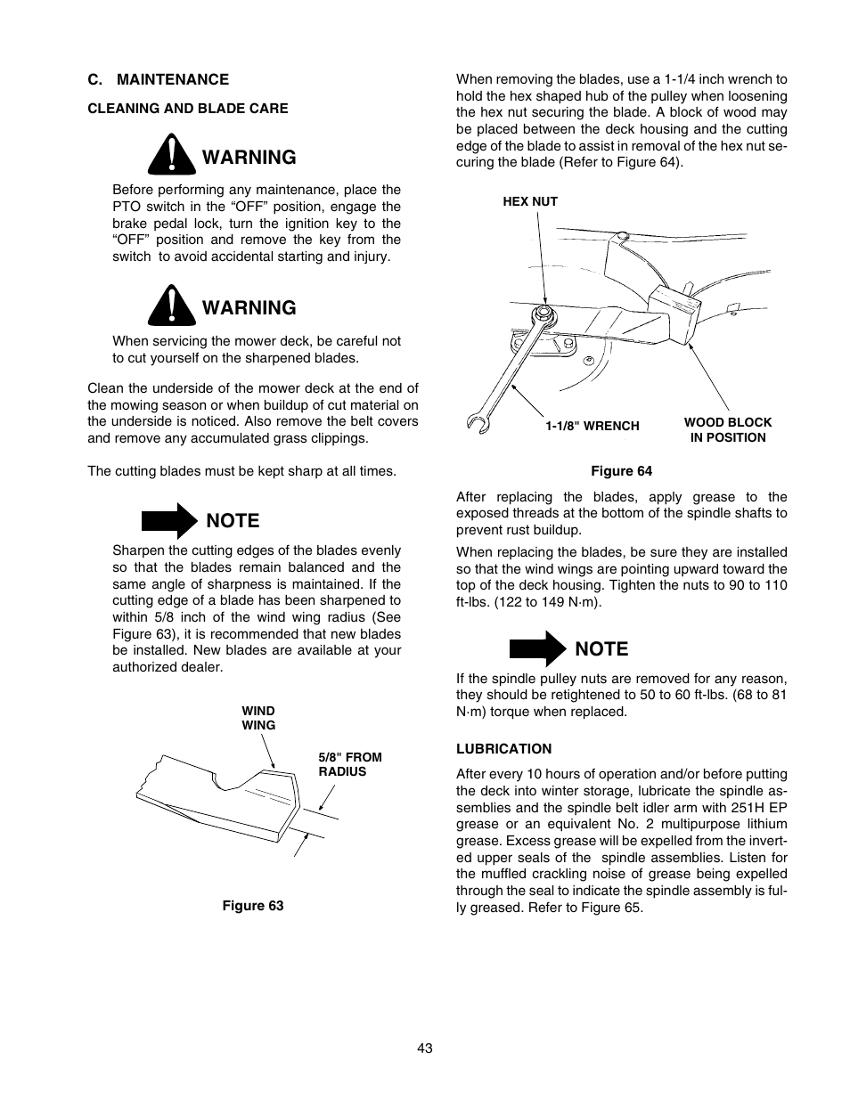 Warning | Cub Cadet 2518-48 User Manual | Page 43 / 60