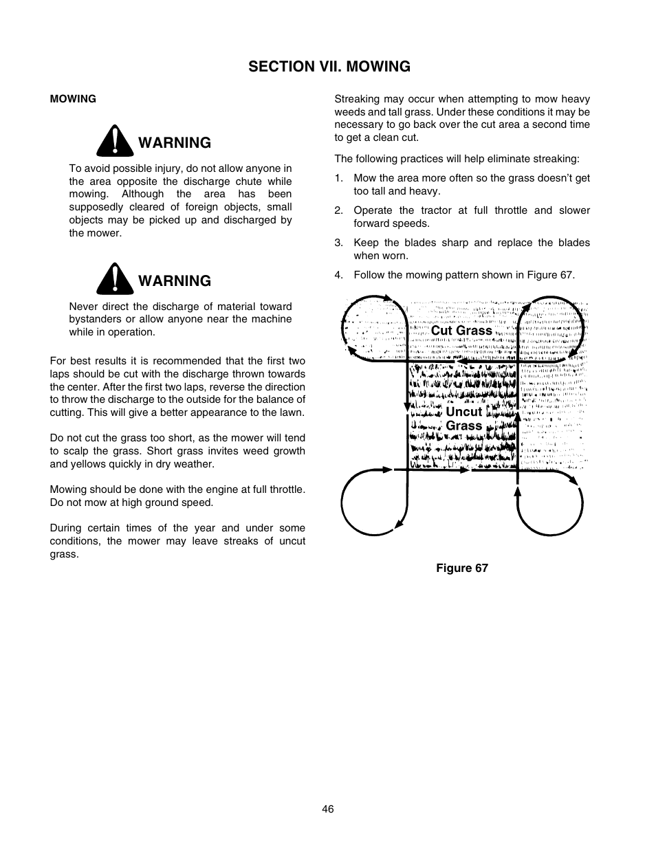 Warning | Cub Cadet 2518-48 User Manual | Page 46 / 60