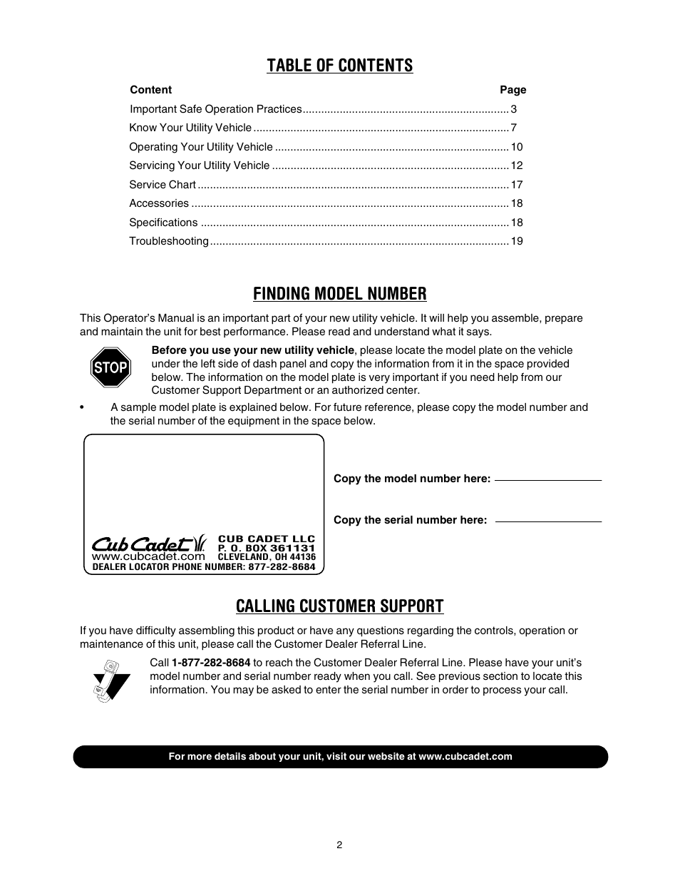Cub Cadet 640 User Manual | Page 2 / 20