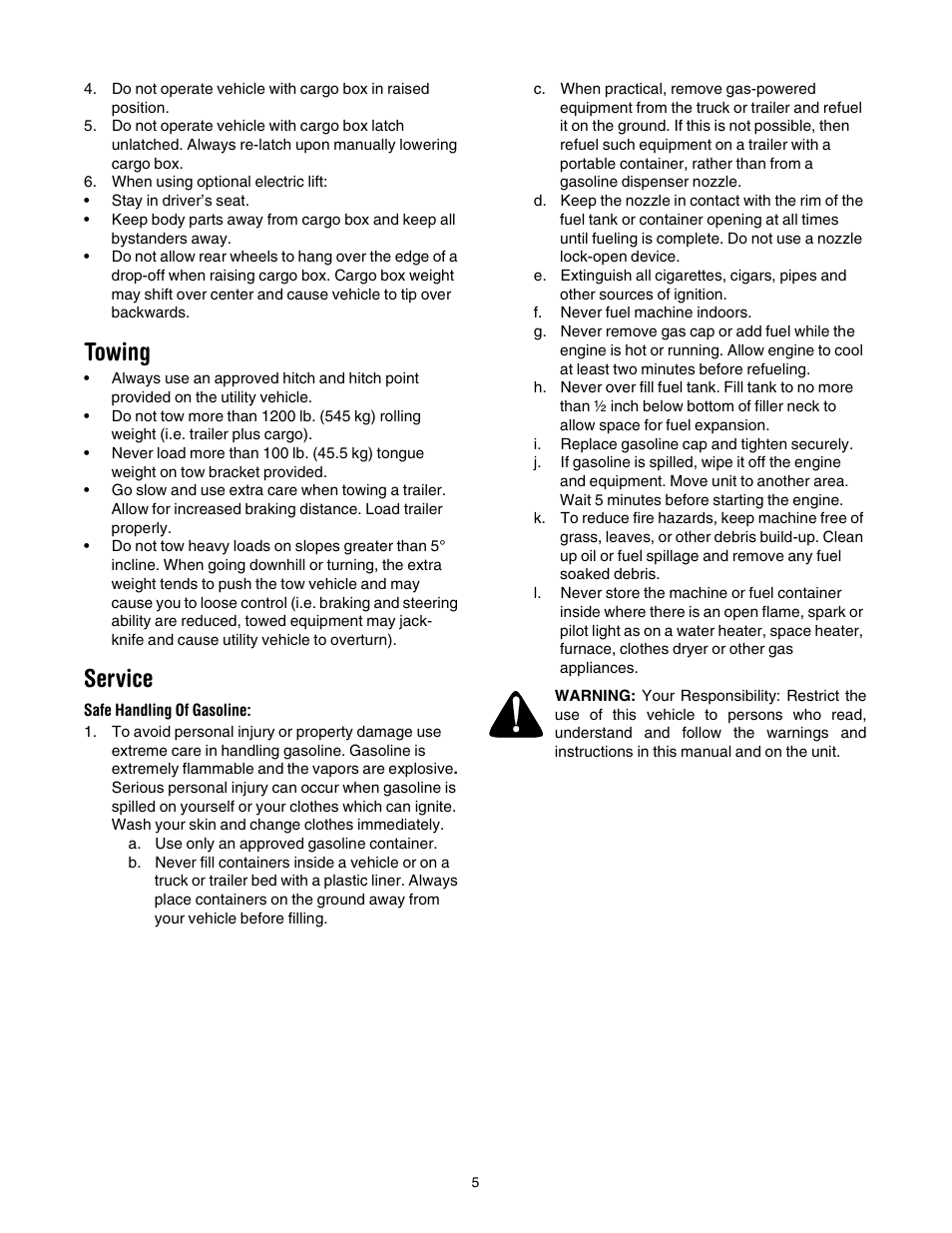 Towing, Service | Cub Cadet 640 User Manual | Page 5 / 20