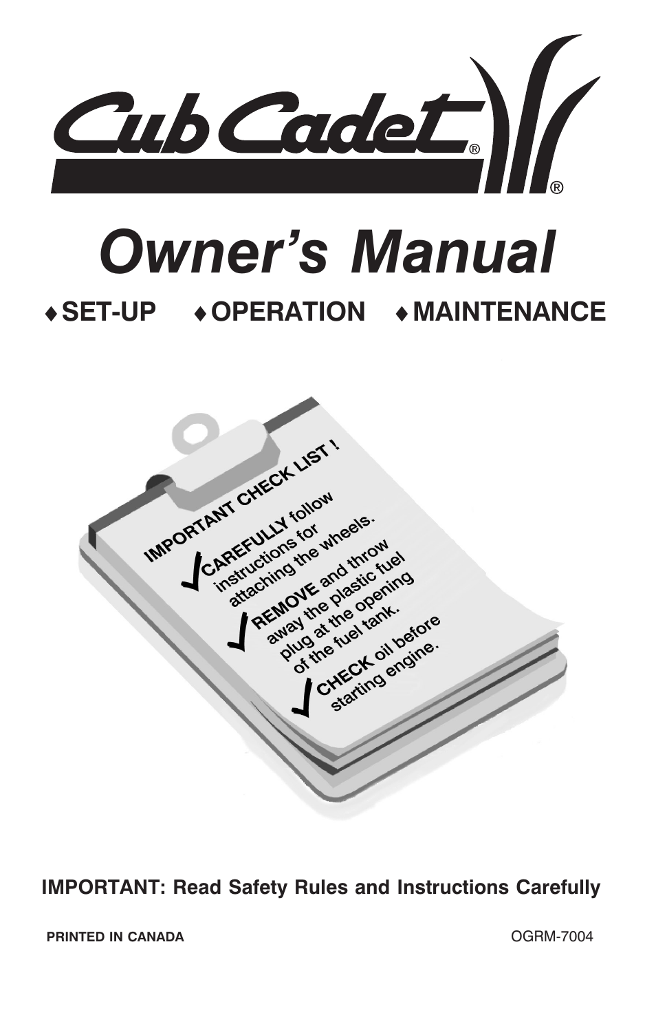 Cub Cadet C-155G User Manual | 28 pages