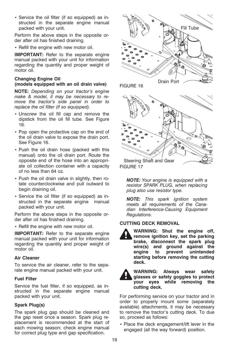 Lu bri ca tion 19, Main te nance 19, Lubrication maintenance | Cub Cadet C-155G User Manual | Page 19 / 28