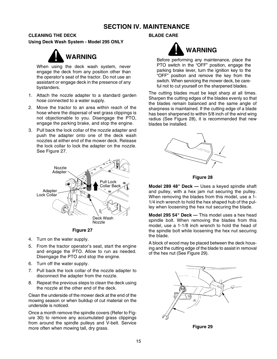 Warning | Cub Cadet 190-295-100 User Manual | Page 15 / 20