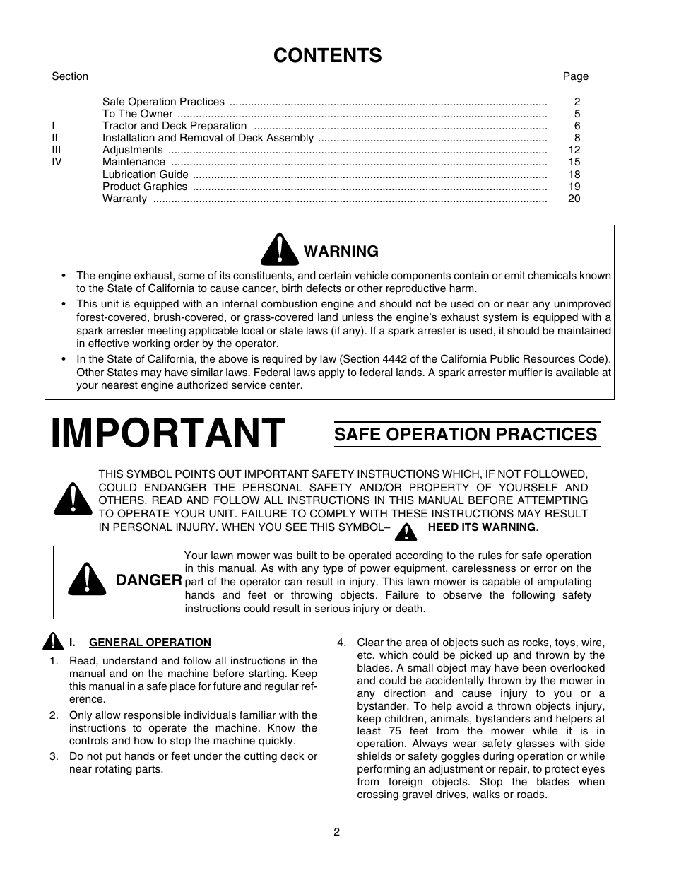 Cub Cadet 190-295-100 User Manual | Page 2 / 20
