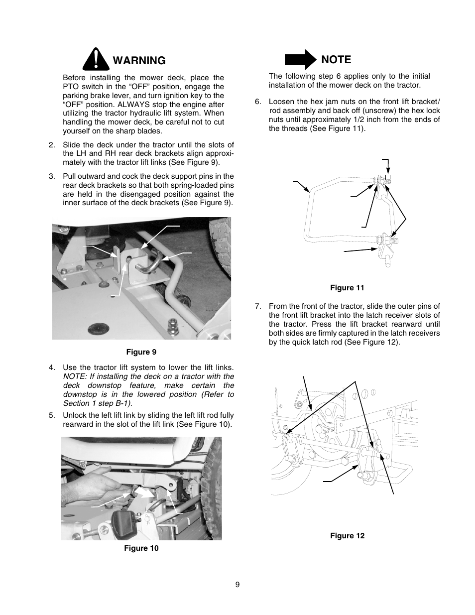 Warning | Cub Cadet 190-295-100 User Manual | Page 9 / 20