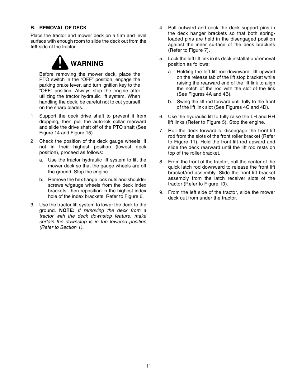 Warning | Cub Cadet 190-394-100 User Manual | Page 11 / 20