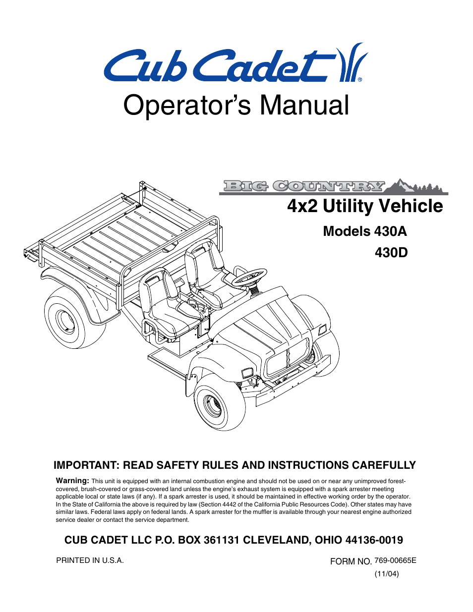 Cub Cadet 430d User Manual | 24 pages