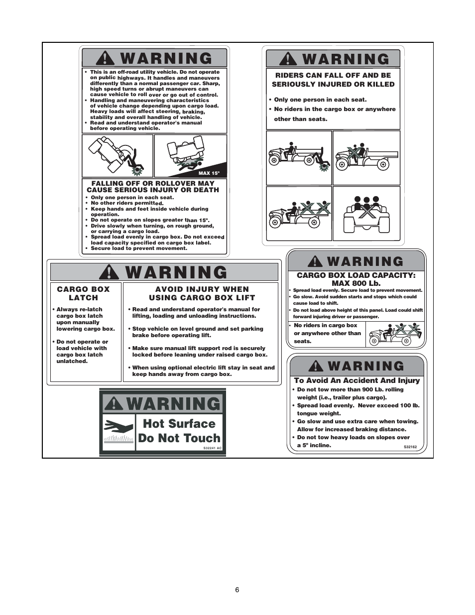 Hot surface do not touch | Cub Cadet 430d User Manual | Page 6 / 24