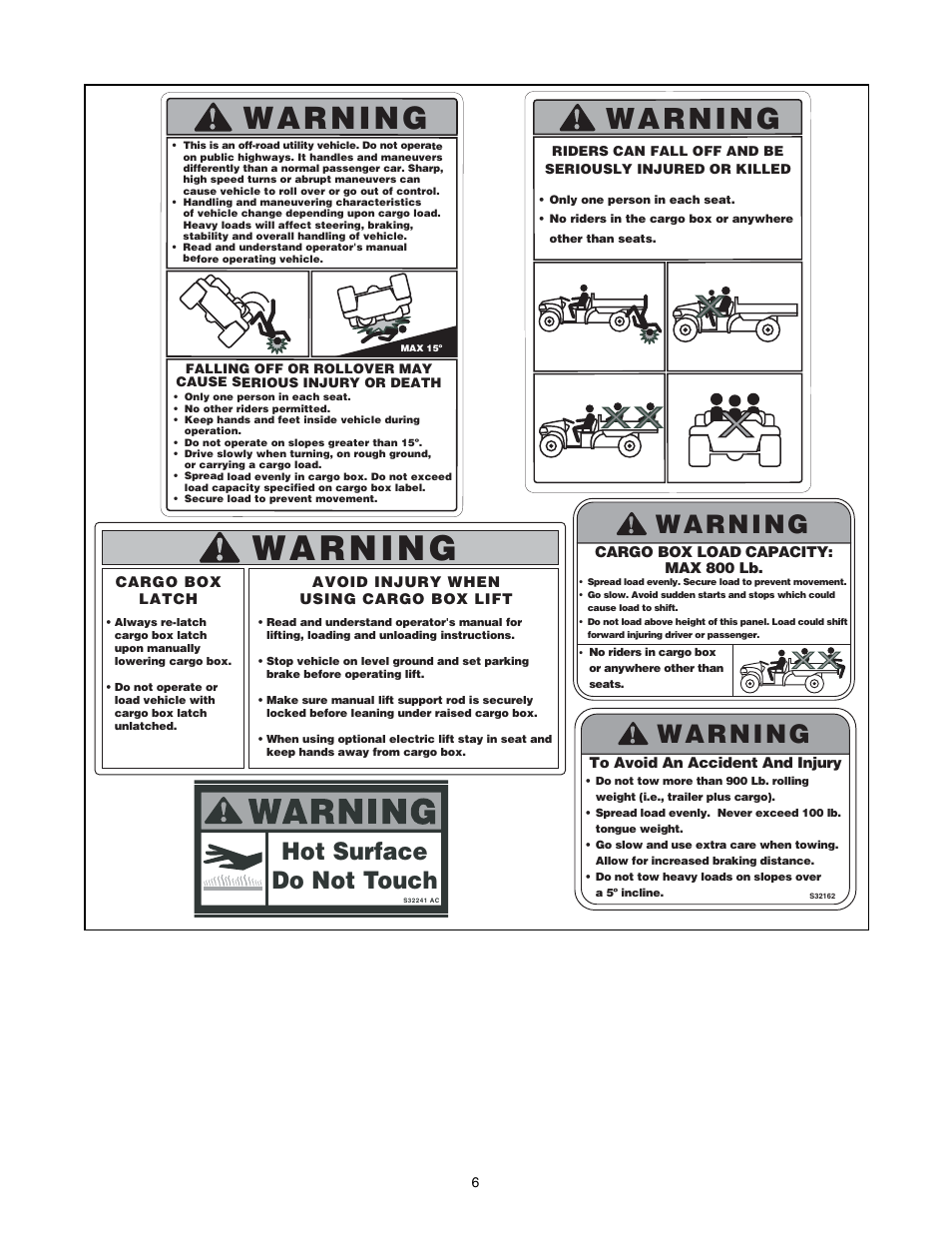 Hot surface do not touch | Cub Cadet 431D User Manual | Page 6 / 24