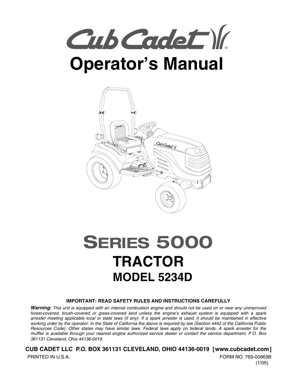 Cub Cadet 5234 User Manual | 48 pages