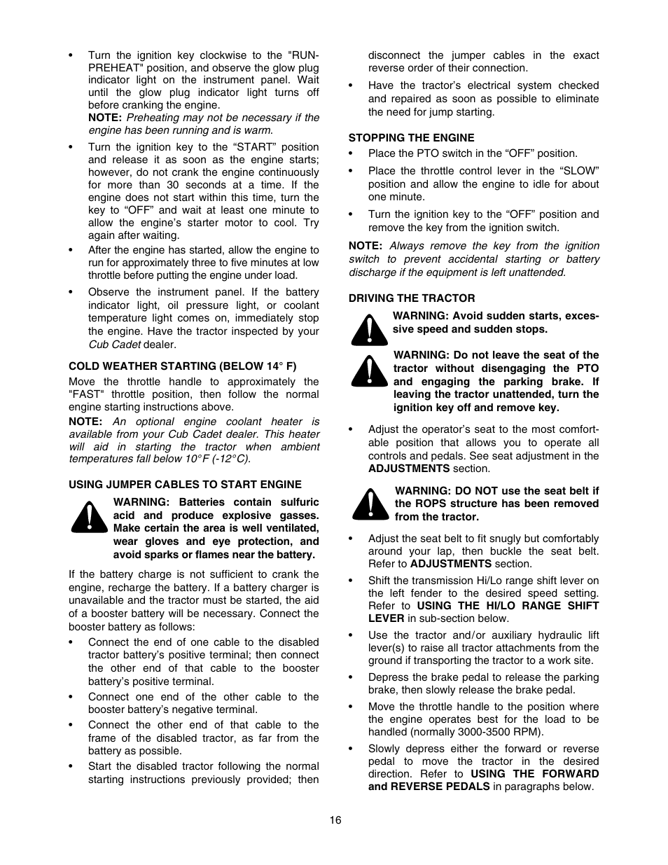 Cub Cadet 5234 User Manual | Page 16 / 48