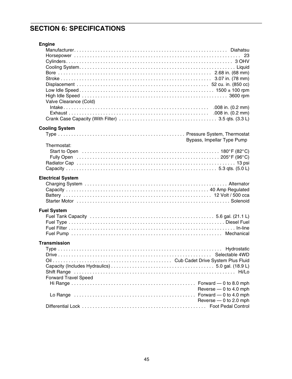 Cub Cadet 5234 User Manual | Page 45 / 48