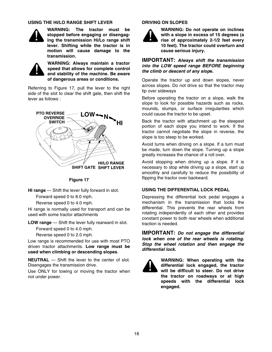 Nhi low | Cub Cadet 5252 User Manual | Page 18 / 48