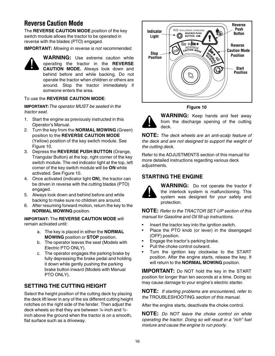 Figure 11, Reverse caution mode | Cub Cadet CLT-542H User Manual | Page 16 / 29