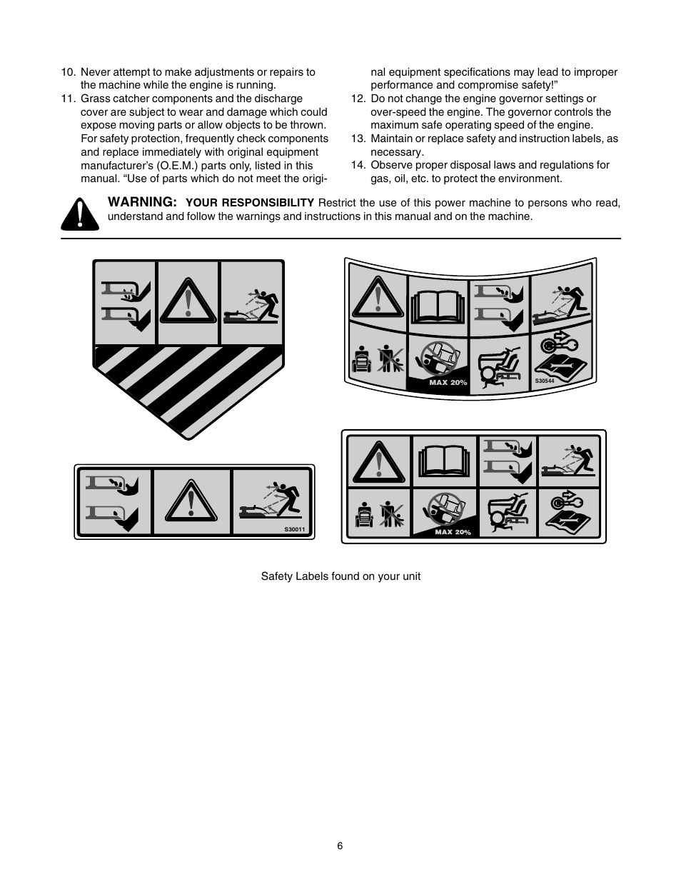 Warning | Cub Cadet CLT-542H User Manual | Page 6 / 29