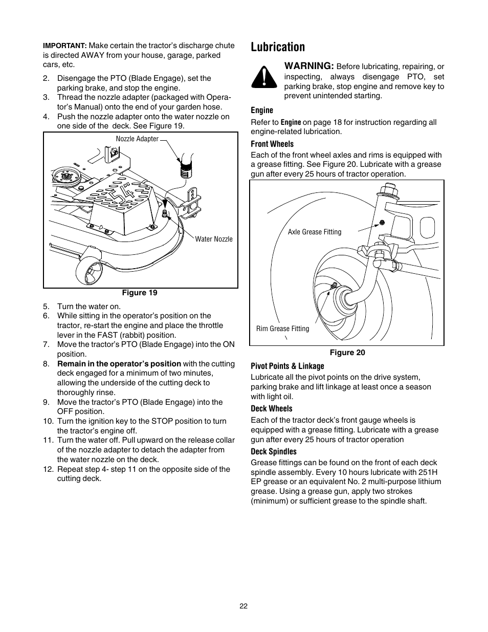 Lubrication | Cub Cadet GT-1554 User Manual | Page 22 / 32