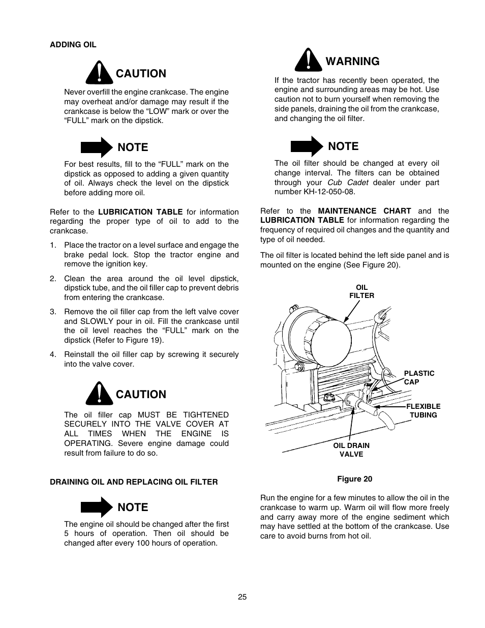 Caution, Warning | Cub Cadet GT-2544 User Manual | Page 25 / 60