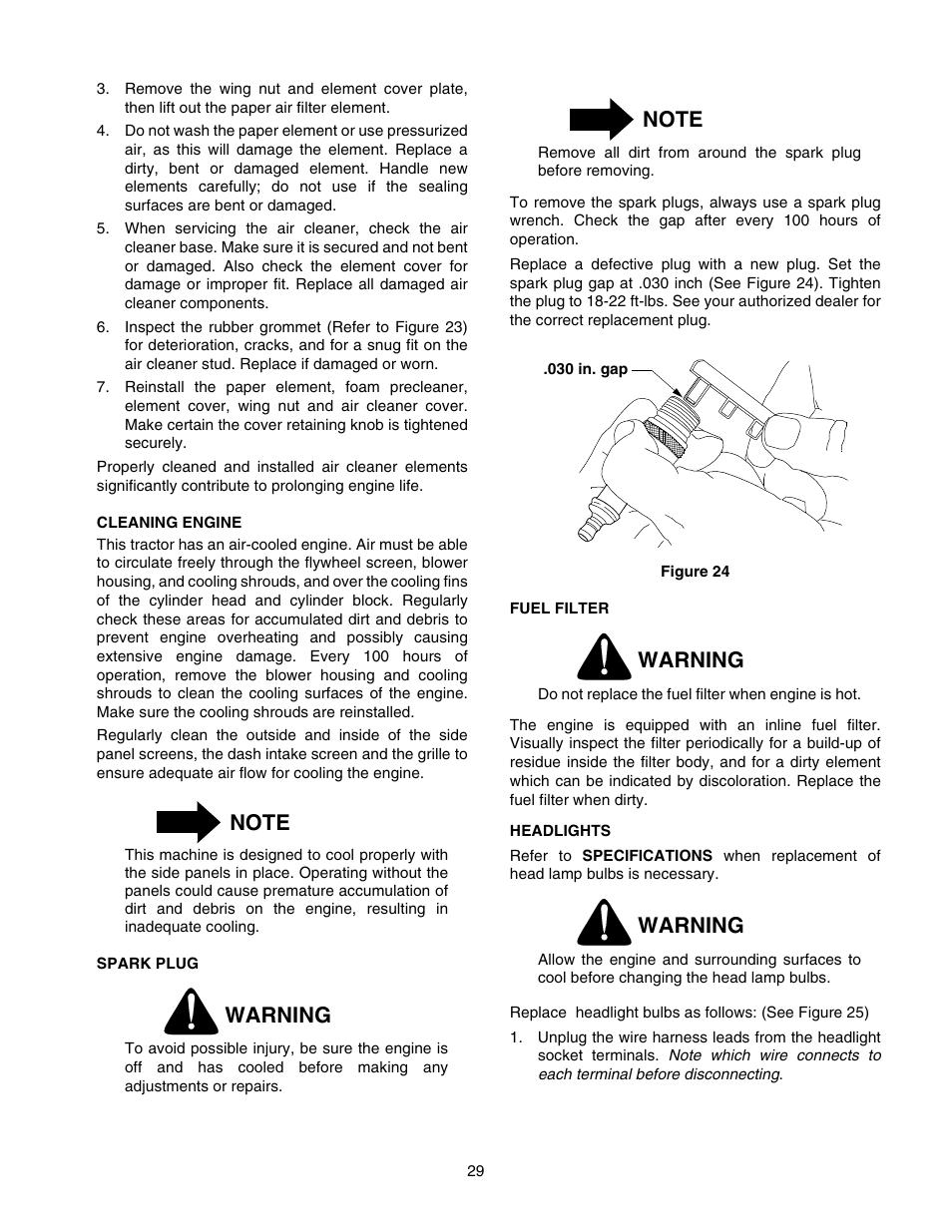 Warning | Cub Cadet GT-2544 User Manual | Page 29 / 60