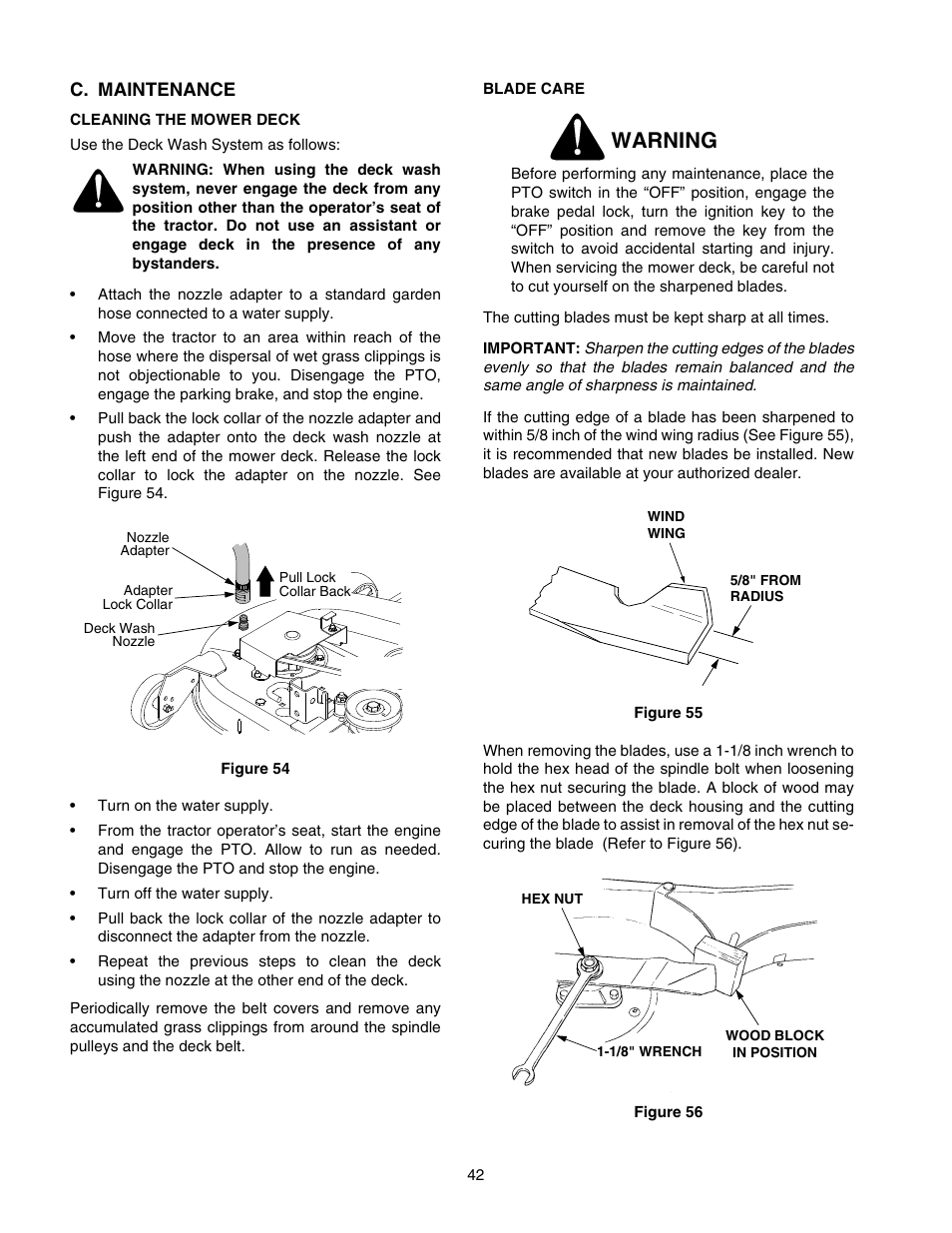 Warning | Cub Cadet GT-2544 User Manual | Page 42 / 60