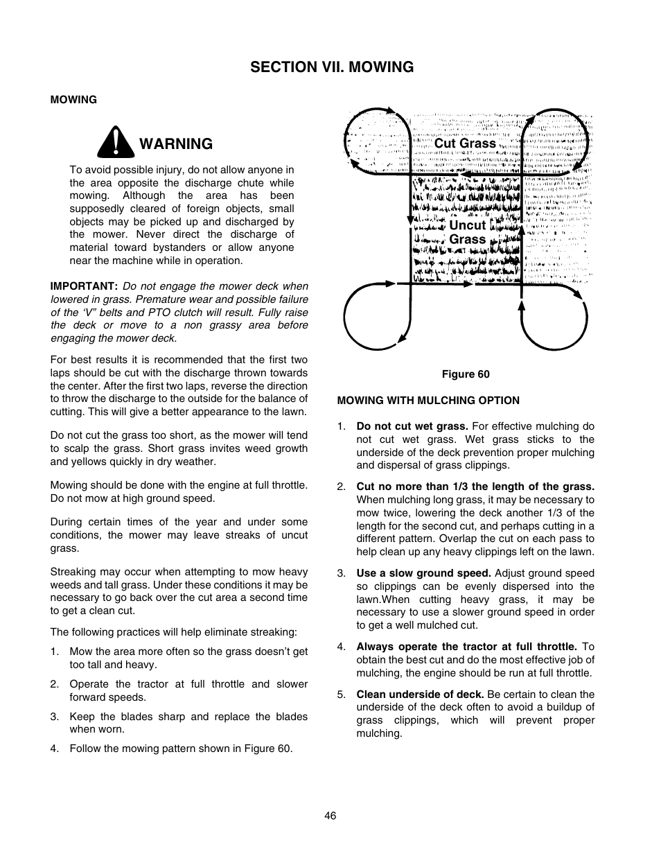 Warning | Cub Cadet GT-2544 User Manual | Page 46 / 60