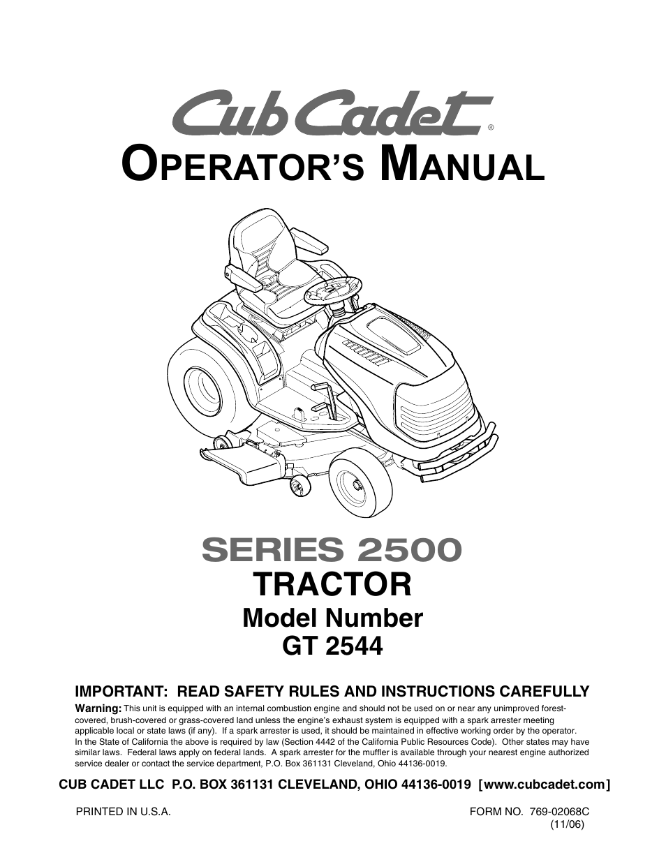 Cub Cadet GT-2544 User Manual | 56 pages