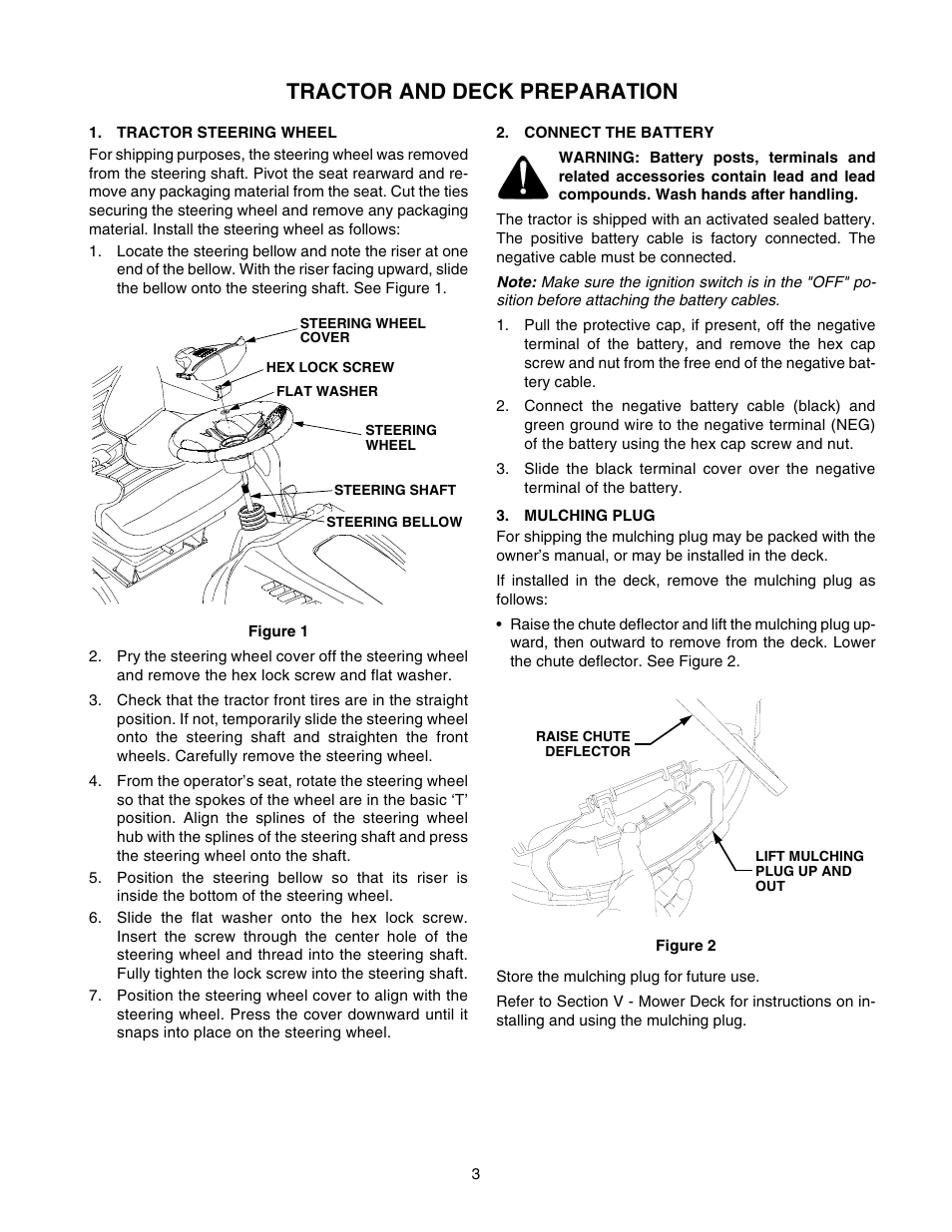 Tractor and deck preparation | Cub Cadet GT-2544 User Manual | Page 3 / 56