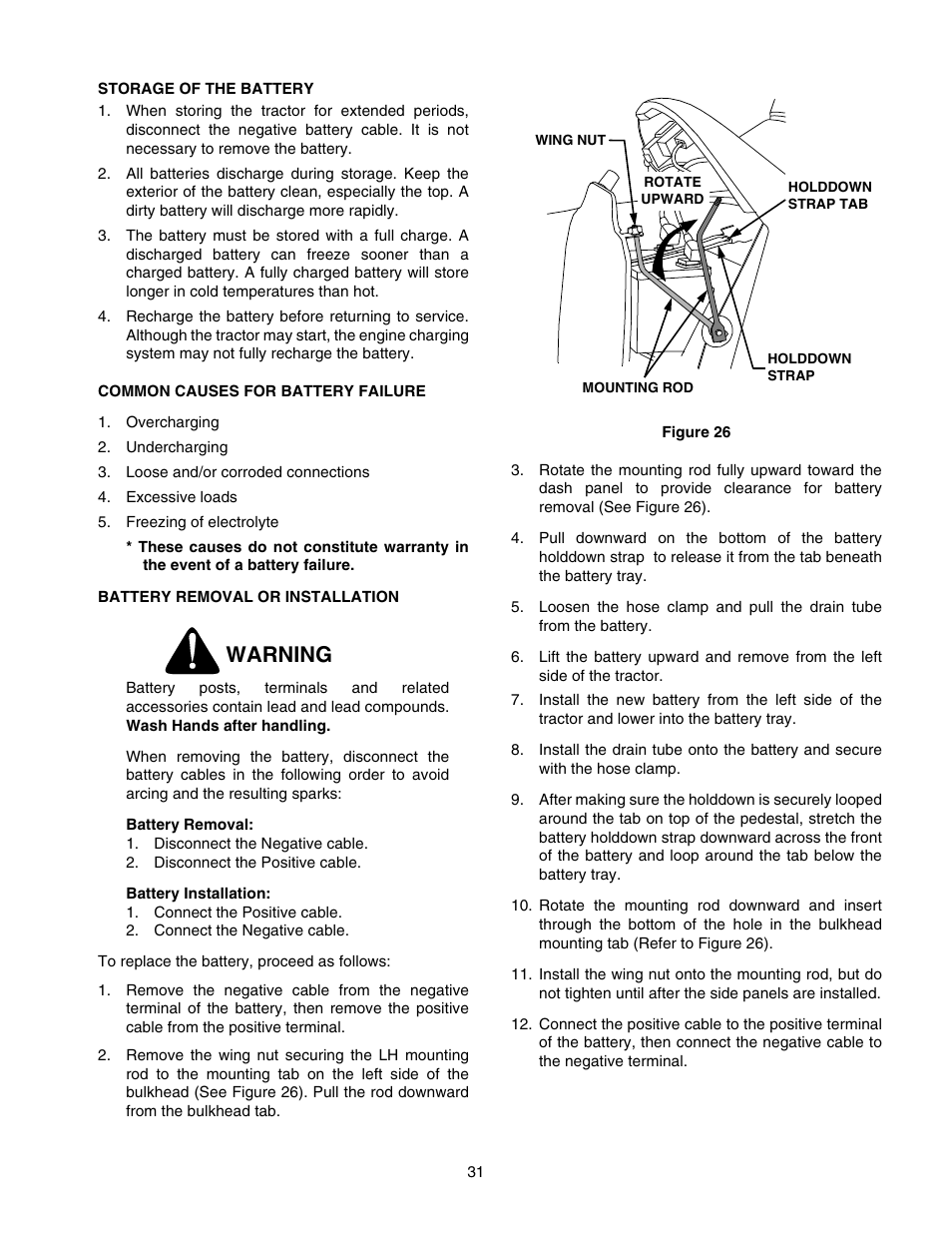 Warning | Cub Cadet GT-2550 User Manual | Page 31 / 60