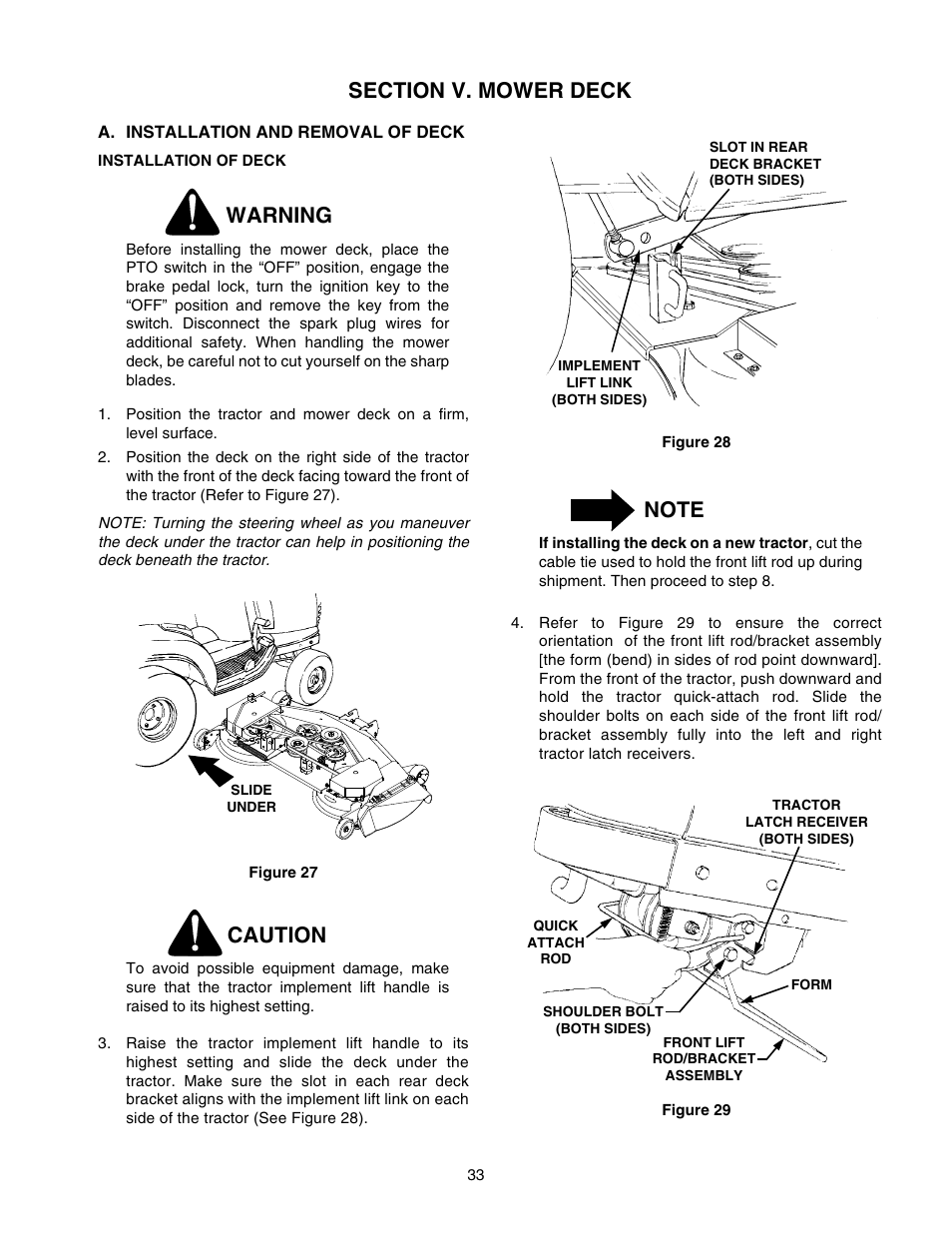 Warning, Caution | Cub Cadet GT-2550 User Manual | Page 33 / 60