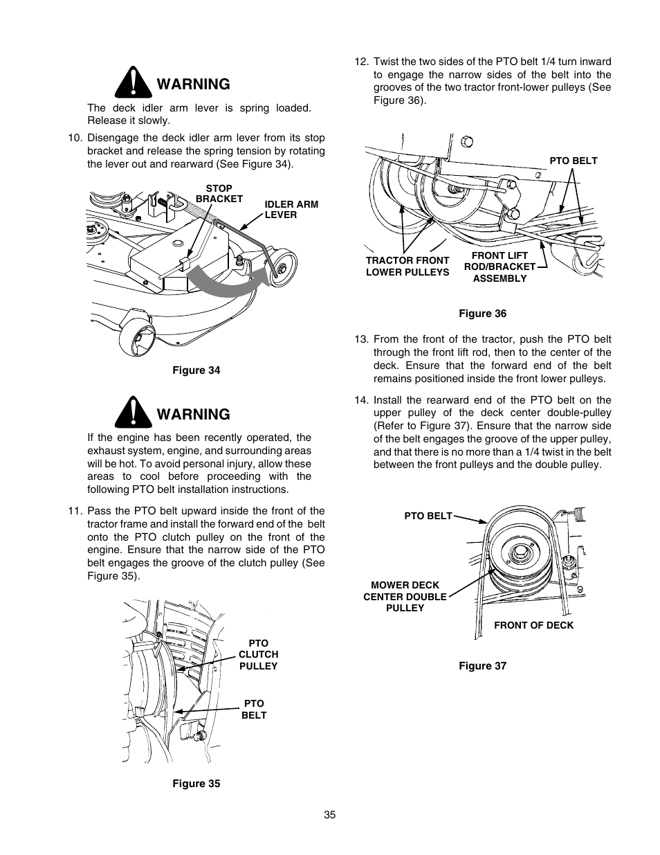 Warning | Cub Cadet GT-2550 User Manual | Page 35 / 60