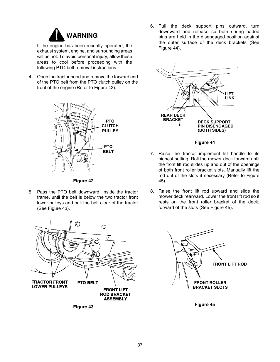 Warning | Cub Cadet GT-2550 User Manual | Page 37 / 60