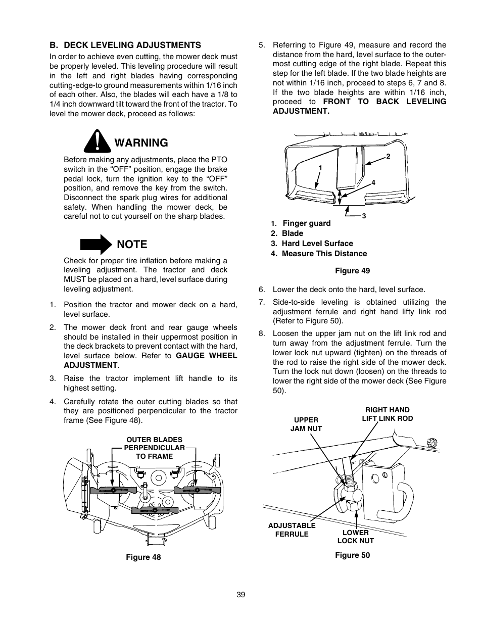 Warning | Cub Cadet GT-2550 User Manual | Page 39 / 60