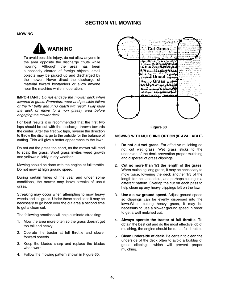 Warning | Cub Cadet GT-2550 User Manual | Page 46 / 60