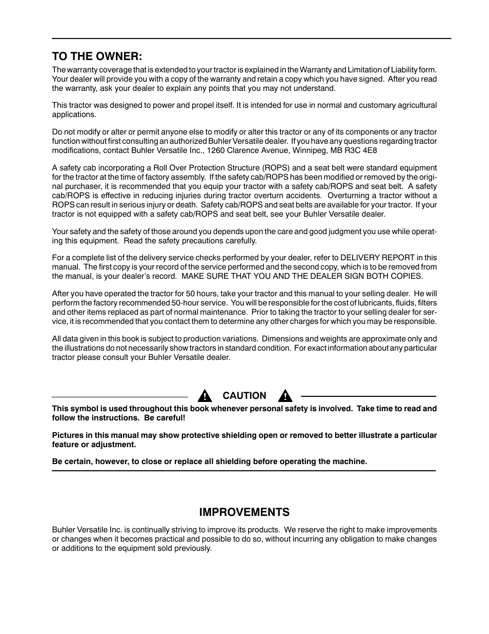 Improvements | Buhler 2180 User Manual | Page 2 / 332